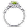 Thumbnail Image 2 of Oval Peridot, White Topaz and Diamond Accent Frame Ring in 14K White Gold