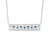 Vera Wang Love Collection Princess-Cut Blue Sapphire and 0.23 CT. T.W. Diamond Bar Necklace in 14K White Gold - 19"