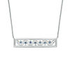 Vera Wang Love Collection Princess-Cut Blue Sapphire and 0.23 CT. T.W. Diamond Bar Necklace in 14K White Gold - 19"