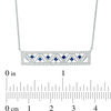Vera Wang Love Collection Princess-Cut Blue Sapphire and 0.23 CT. T.W. Diamond Bar Necklace in 14K White Gold - 19"