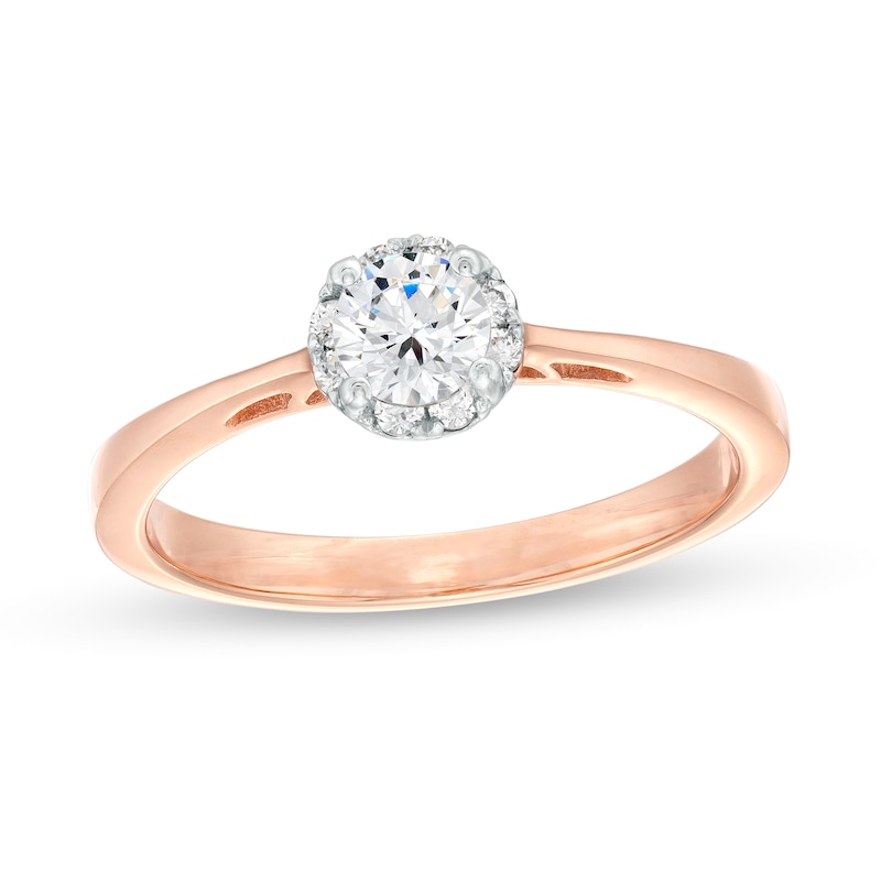 Main Image 1 of 0.50 CT. T.W. Certified Canadian Diamond Frame Engagement Ring in 14K Rose Gold (I/I1)