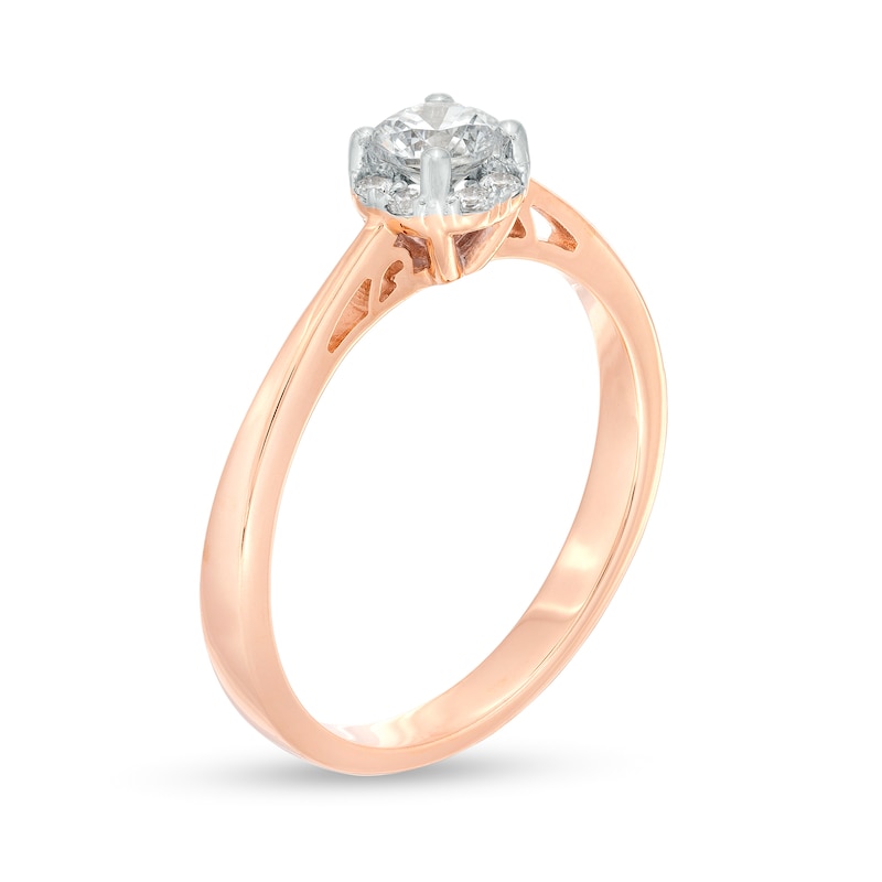 Main Image 3 of 0.50 CT. T.W. Certified Canadian Diamond Frame Engagement Ring in 14K Rose Gold (I/I1)