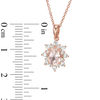 Thumbnail Image 1 of Oval Morganite and Lab-Created White Sapphire Sunburst Frame Pendant in 10K Rose Gold