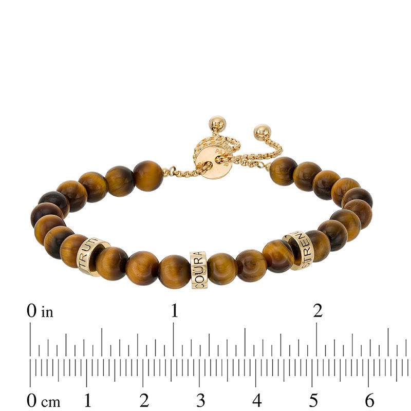 Main Image 2 of 6.0mm Tiger's Eye Bead and Station Bolo Bracelet in 10K Gold - 9.0"