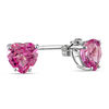 Thumbnail Image 1 of 6.0mm Hear-Shaped Lab-Created Pink Sapphire Stud Earrings in 10K White Gold