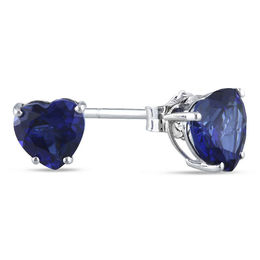 6.0mm Hear-Shaped Lab-Created Blue Sapphire Stud Earrings in 10K White Gold