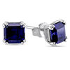 Thumbnail Image 0 of 6.0mm Emerald-Cut Lab-Created Blue Sapphire Stud Earrings in 10K White Gold