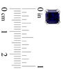 Thumbnail Image 2 of 6.0mm Emerald-Cut Lab-Created Blue Sapphire Stud Earrings in 10K White Gold