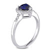 6.0mm Heart-Shaped Lab-Created Blue Sapphire and Diamond Accent Frame Ring in 10K White Gold