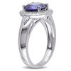 Thumbnail Image 1 of 9.0mm Lab-Created Blue and White Sapphire Frame Tri-Sides Ring in Sterling Silver