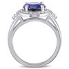 Thumbnail Image 2 of 9.0mm Lab-Created Blue and White Sapphire Frame Tri-Sides Ring in Sterling Silver
