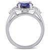 9.0mm Lab-Created Blue and White Sapphire Frame Tri-Sides Ring in Sterling Silver