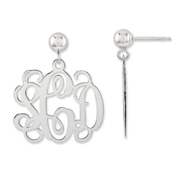 Monogram Drop Earrings in Sterling Silver (3 Initials)