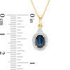 Thumbnail Image 1 of Oval Blue Sapphire and Diamond Accent Frame Tri-Top Pendant in 10K Gold