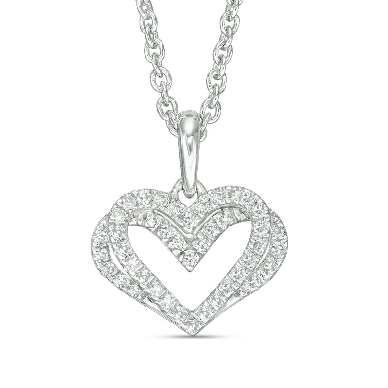 The Kindred Heart from Vera Wang Love Collection 0.09 CT. T.W. Diamond Mini Pendant in Sterling Silver - 19"|Peoples Jewellers