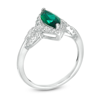 Marquise Lab-Created Emerald and White Sapphire Frame Ring in 10K White ...