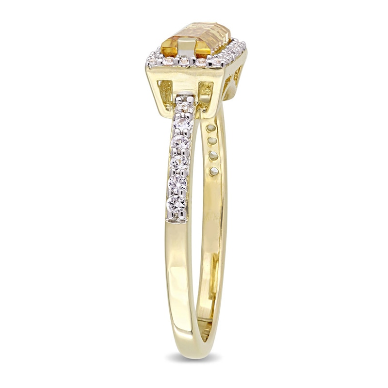 Main Image 2 of Sideways Baguette Citrine and White Sapphire Frame Ring in Sterling Silver with Yellow Rhodium