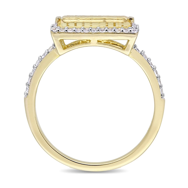Main Image 3 of Sideways Baguette Citrine and White Sapphire Frame Ring in Sterling Silver with Yellow Rhodium
