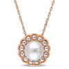 Thumbnail Image 1 of 6.5-7.0mm Freshwater Cultured Pearl Flower Vintage-Style Necklace in 10K Gold-17&quot;