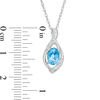 Thumbnail Image 3 of Oval Blue Topaz and Lab-Created White Sapphire Beaded Open Flame Pendant and Drop Earrings Set in Sterling Silver