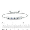 Thumbnail Image 3 of Vera Wang Love Collection 0.30 CT. T.W. Diamond and Blue Sapphire Chevron Bolo Bracelet in 14K White Gold - 8.0"