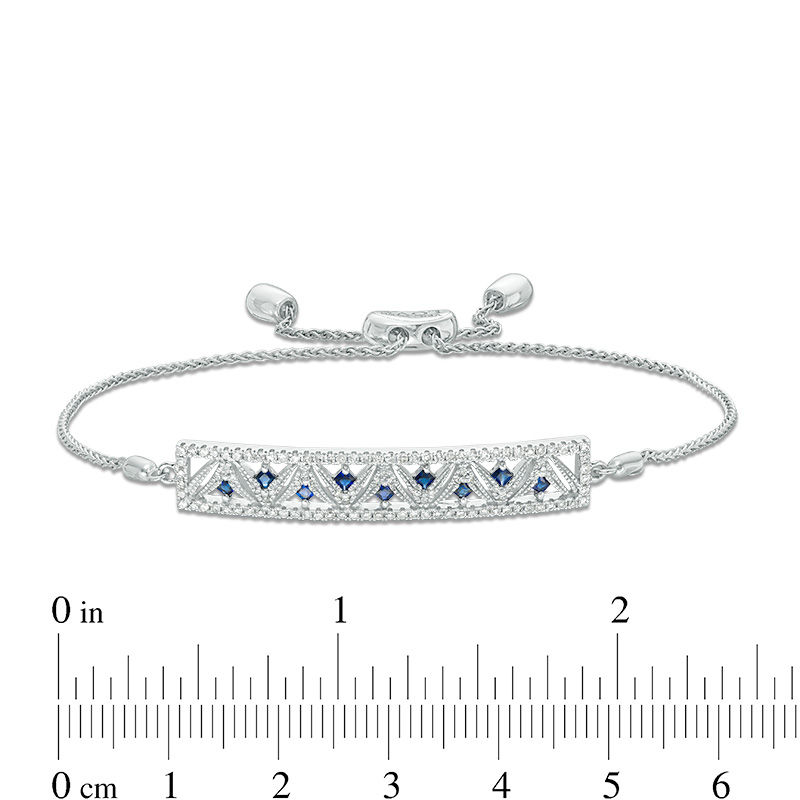 Main Image 3 of Vera Wang Love Collection 0.30 CT. T.W. Diamond and Blue Sapphire Chevron Bolo Bracelet in 14K White Gold - 8.0"