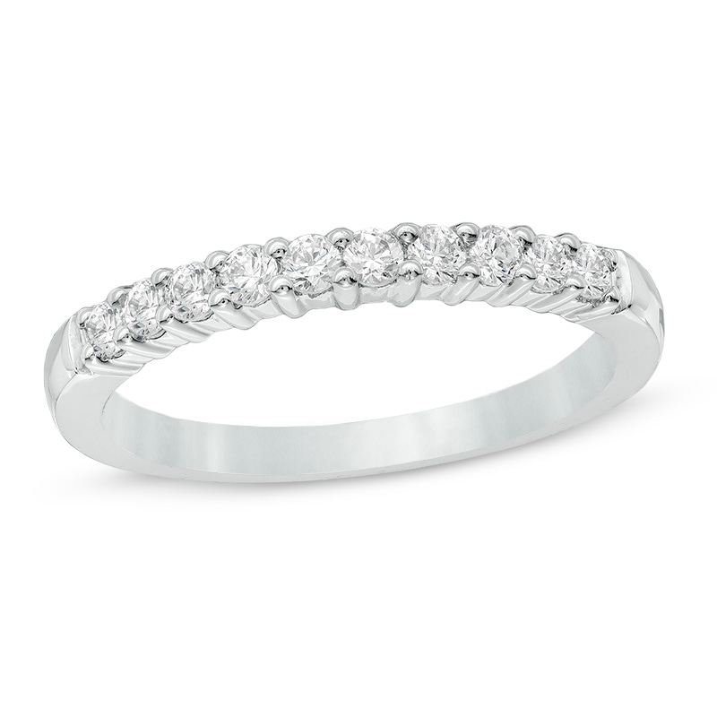 0.33 CT. T.W. Canadian Certified Diamond Ten Stone Anniversary Band in 14K White Gold (I/I2)|Peoples Jewellers