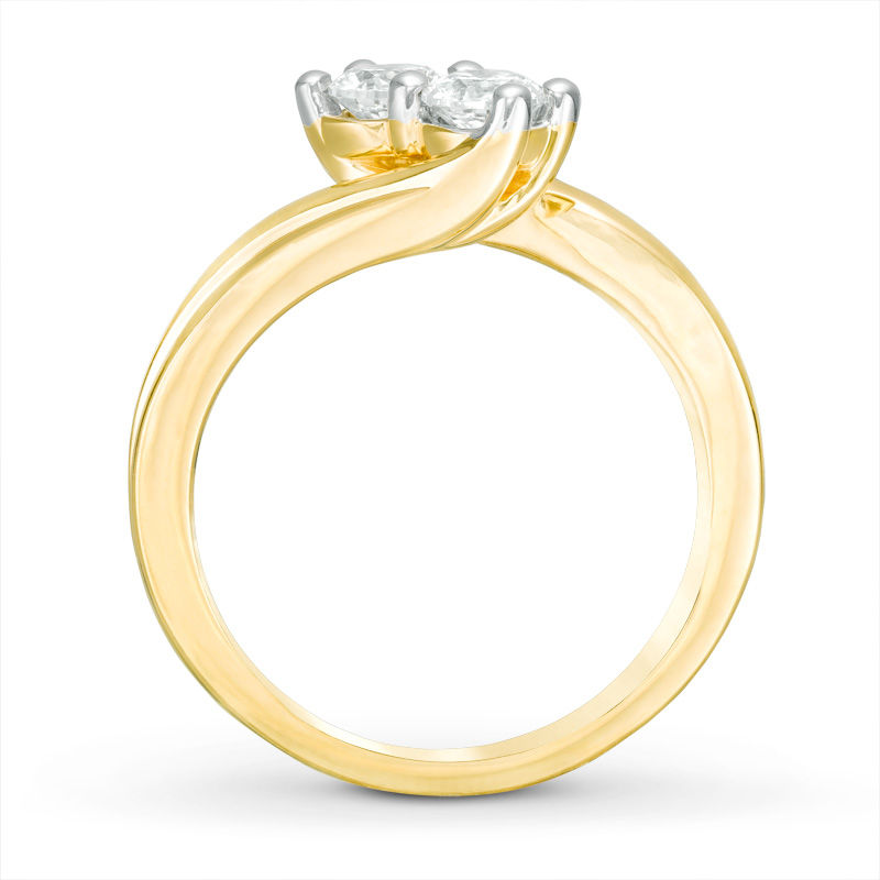 Main Image 3 of Ever Us™ 0.62 CT. T.W. Two-Stone Diamond Bypass Ring in 14K Gold
