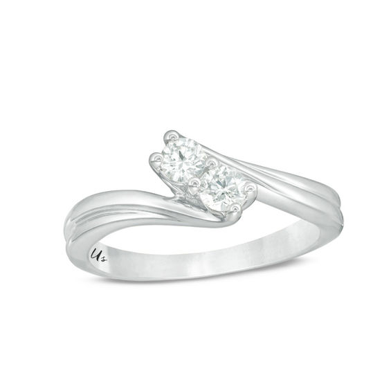 Ever Us™ 0.32 CT. T.W. Two-Stone Diamond Bypass Ring in 14K White Gold Ever Us™ 0.32 CT. T.W. Two-Stone Diamond Bypass Ring in 14K White Gold