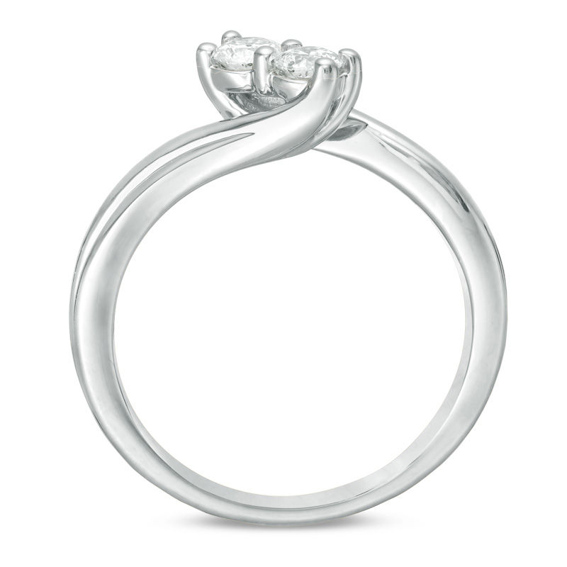 Main Image 3 of Ever Us™ 0.32 CT. T.W. Two-Stone Diamond Bypass Ring in 14K White Gold