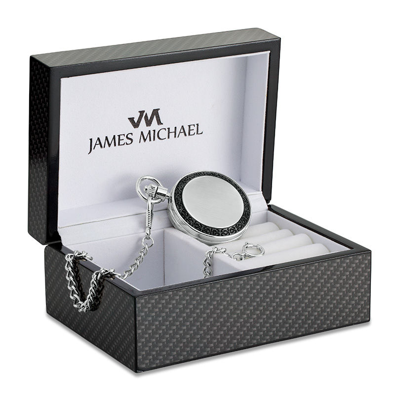 Men's James Michael Two-Tone Pocket Watch with Black Dial (Model: PMA181016C)|Peoples Jewellers