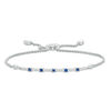 Vera Wang Love Collection Blue Sapphire and 0.15 CT. T.W. Diamond Station Bolo Bracelet in Sterling Silver - 8.0"
