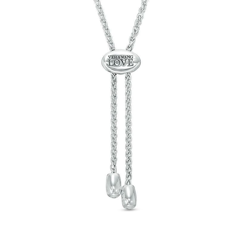 Main Image 2 of Vera Wang Love Collection Blue Sapphire and 0.15 CT. T.W. Diamond Station Bolo Bracelet in Sterling Silver - 8.0"