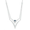 Vera Wang Love Collection Blue Sapphire and 0.07 CT. T.W. Diamond Double Strand Necklace in Sterling Silver - 19"