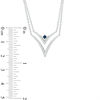 Thumbnail Image 1 of Vera Wang Love Collection Blue Sapphire and 0.07 CT. T.W. Diamond Double Strand Necklace in Sterling Silver - 19"