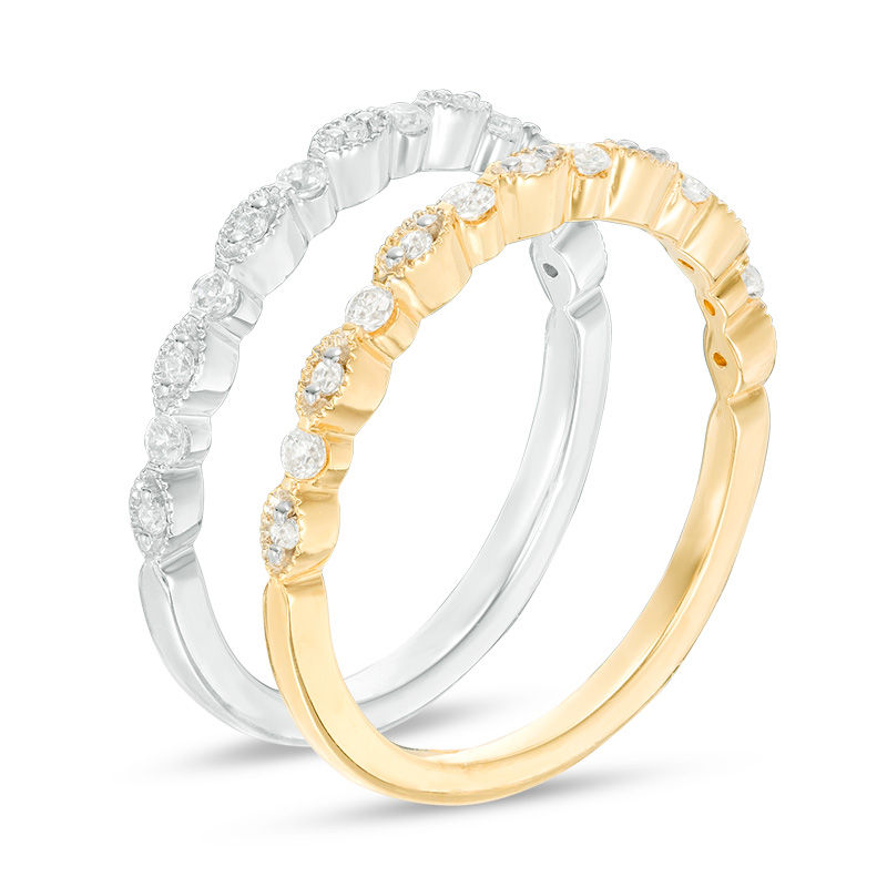 1.40 CT. T.W. Diamond Four Piece Bridal Set in 14K Tri-Tone Gold