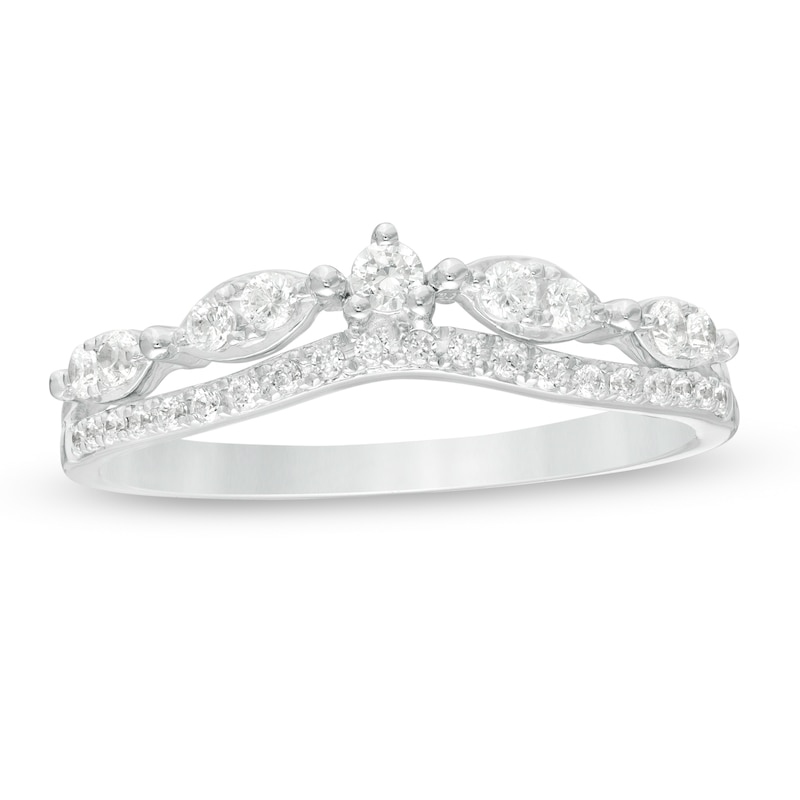 0.33 CT. T.W. Diamond Art Deco Contour Anniversary Band in 14K White Gold