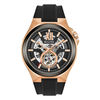 Thumbnail Image 0 of Men's Bulova Maquina Automatic Rose-Tone Strap Watch with Black Skeleton Dial (Model: 98A177)