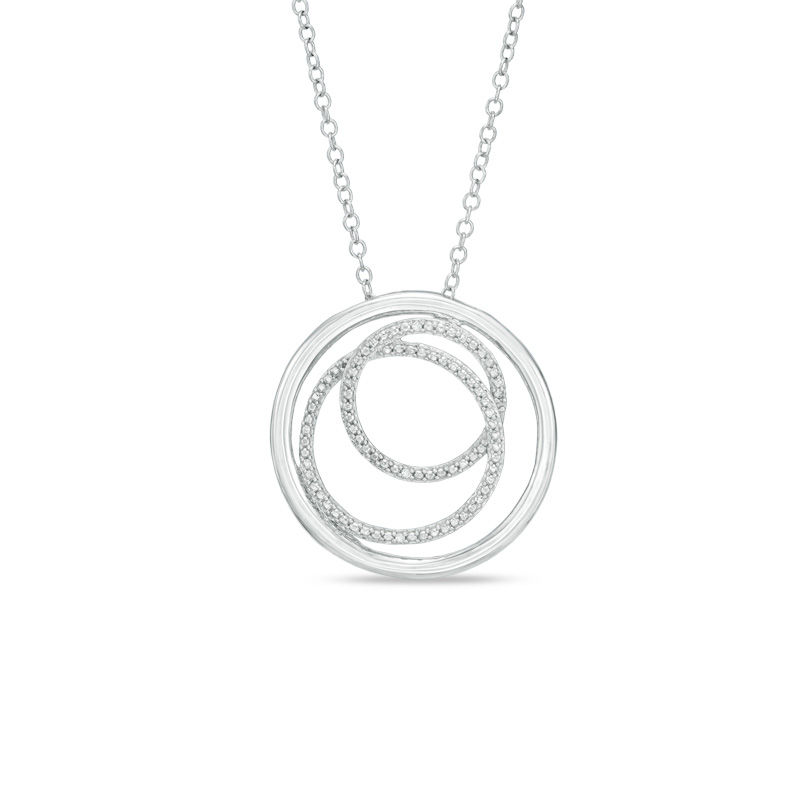 Diamond Accent Three Circle Pendant in Sterling Silver