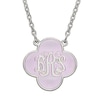 Thumbnail Image 1 of Enamel Clover Scroll Monogram Necklace in Sterling Silver (1 colour and 3 Initials)