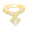 Thumbnail Image 0 of 0.70 CT. T.W. Diamond Tilted Cushion Frame Bridal Set in 10K Gold