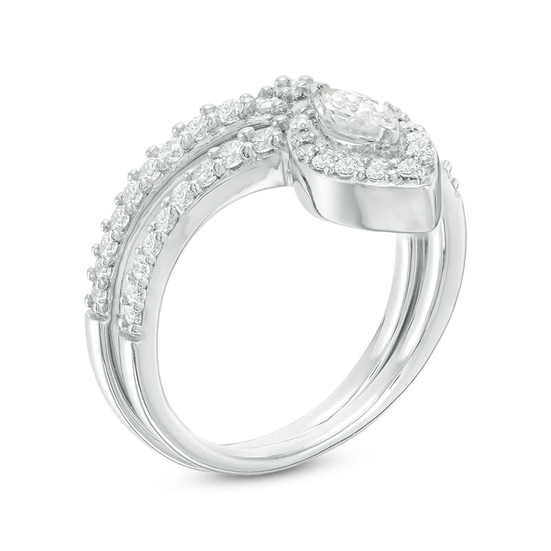 Main Image 2 of 0.70 CT. T.W. Marquise Diamond Frame Bridal Set in 10K White Gold