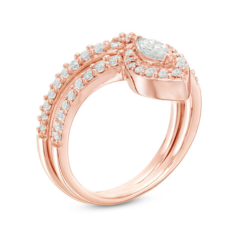 0.70 CT. T.W. Marquise Diamond Frame Bridal Set in 10K Rose Gold