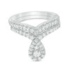 Thumbnail Image 0 of 0.70 CT. T.W. Diamond Pear-Shaped Frame Bridal Set in 10K White Gold