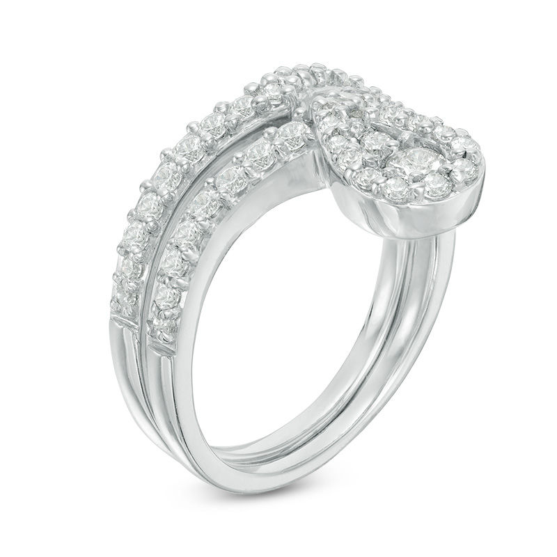 0.70 CT. T.W. Diamond Pear-Shaped Frame Bridal Set in 10K White Gold