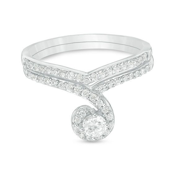 0.60 CT. T.W. Diamond Swirl Bridal Set in 10K White Gold 0.60 CT. T.W. Diamond Swirl Bridal Set in 10K White Gold