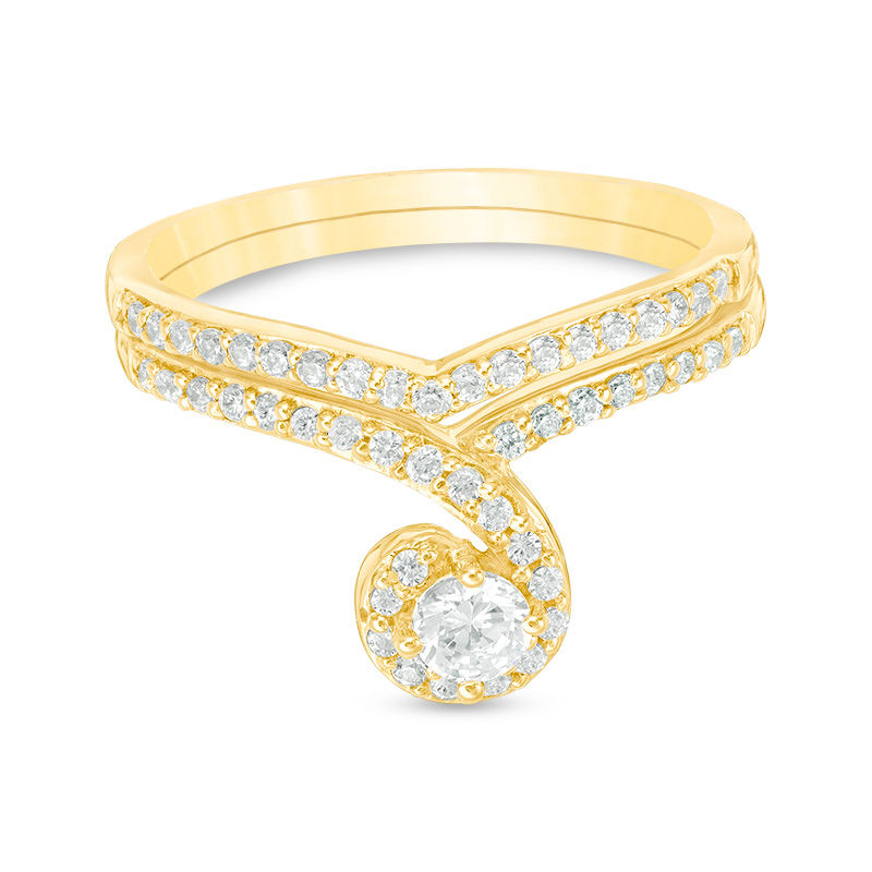 0.60 CT. T.W. Diamond Swirl Bridal Set in 10K Gold