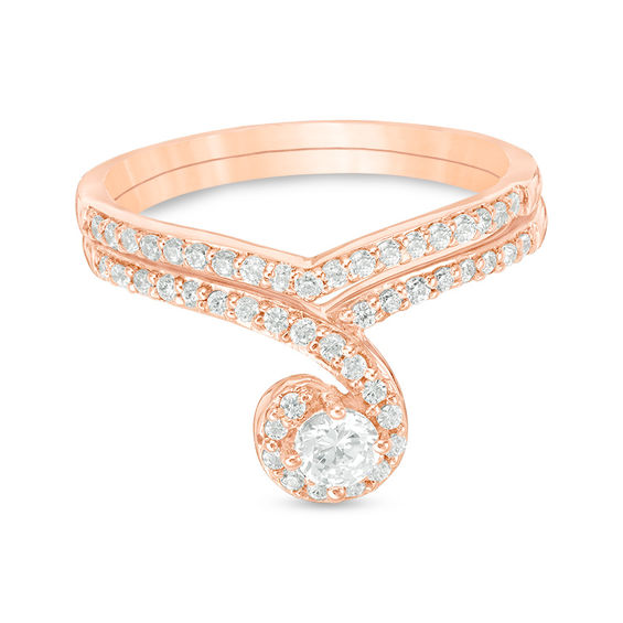 0.60 CT. T.W. Diamond Swirl Bridal Set in 10K Rose Gold
