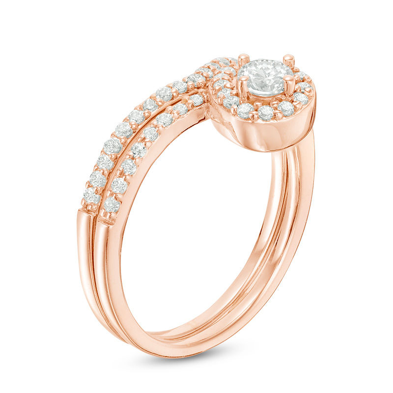 Main Image 2 of 0.60 CT. T.W. Diamond Swirl Bridal Set in 10K Rose Gold