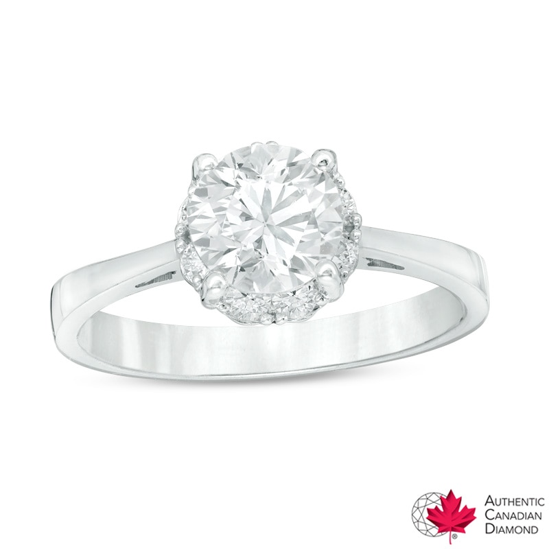 1.25 CT. T.W. Certified Canadian Diamond Frame Engagement Ring 14K White Gold (I/I1)